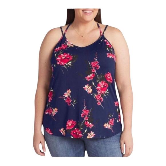 PaperMoon NWT Basima Back Detail Knit Top Beautiful Floral Tank Top Size 1X - Picture 1 of 13